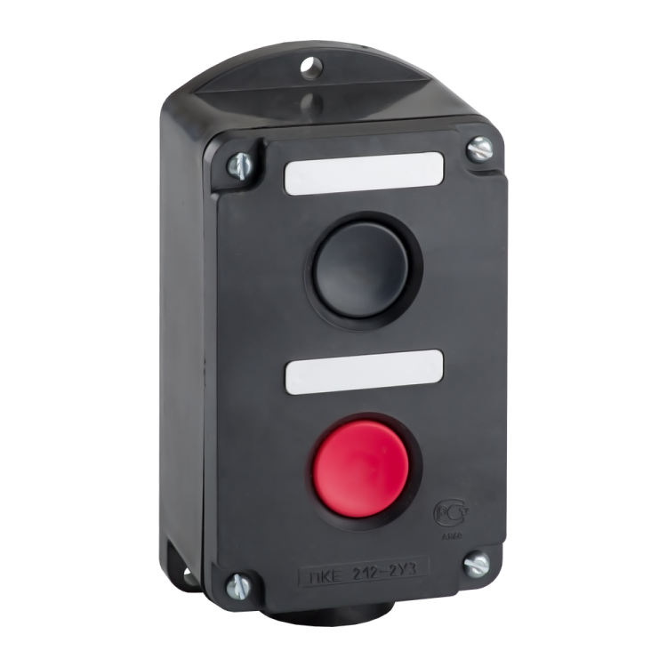 Пост кнопочный ПКЕ 212-2-У3-IP40-КЭАЗ 10А (черная + красная кнопки)