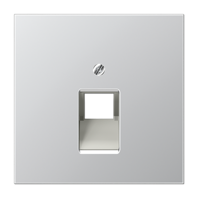 Крышка для одинарных телефонных и компьютерных розеток (UAE), фиксация винтом; металл; алюминий; Alu