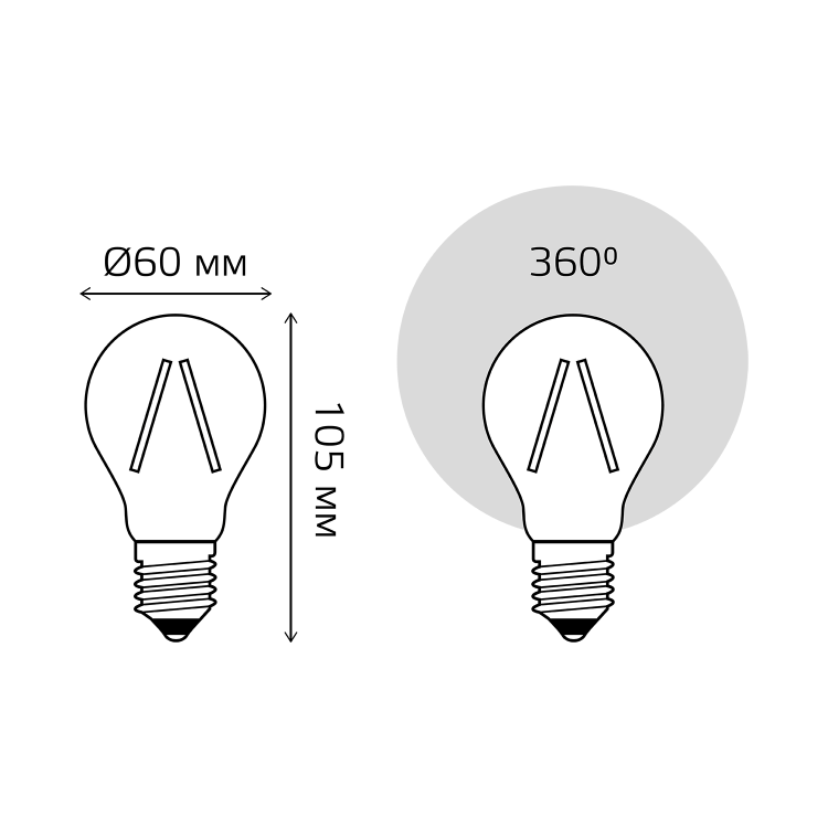 Лампа светодиод. (LED) Груша Е27 филамент. 10Вт 970лм 4100К 230В прозр. Gauss