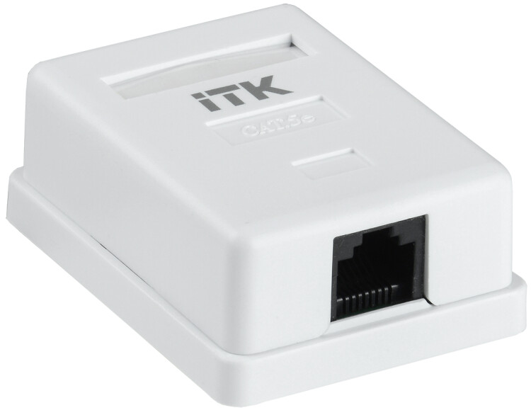 ITK Настенная информационная розетка RJ45 8P8C, кат.5Е, UTP, 1-порт, белая